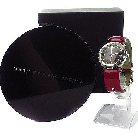 Marc Jacobs Amy Purple Dial Red Leather Strap Watch for Women - MBM1138