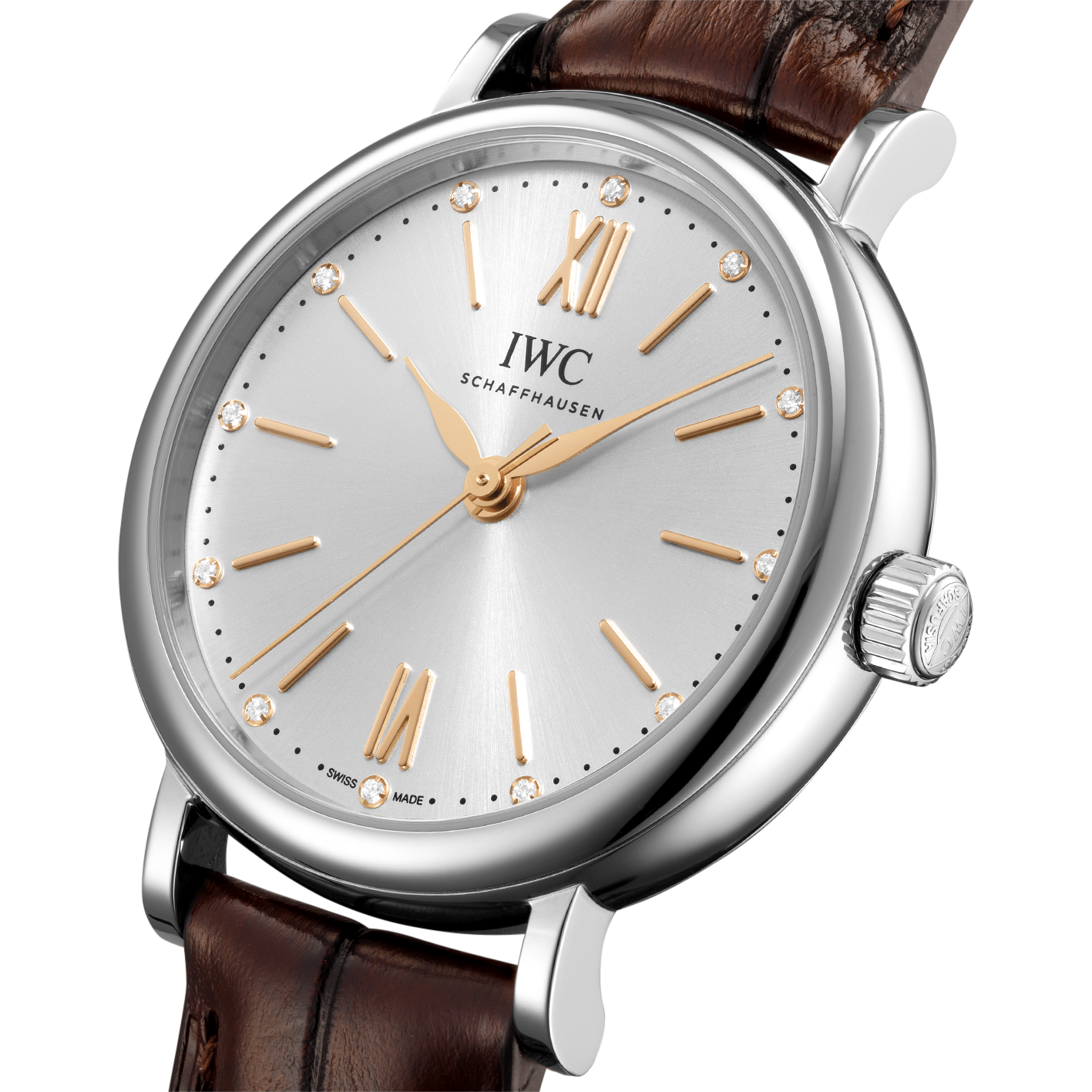 IWC Portofino Automatic Silver Dial Brown Leather Strap Watch for Women - IW357403