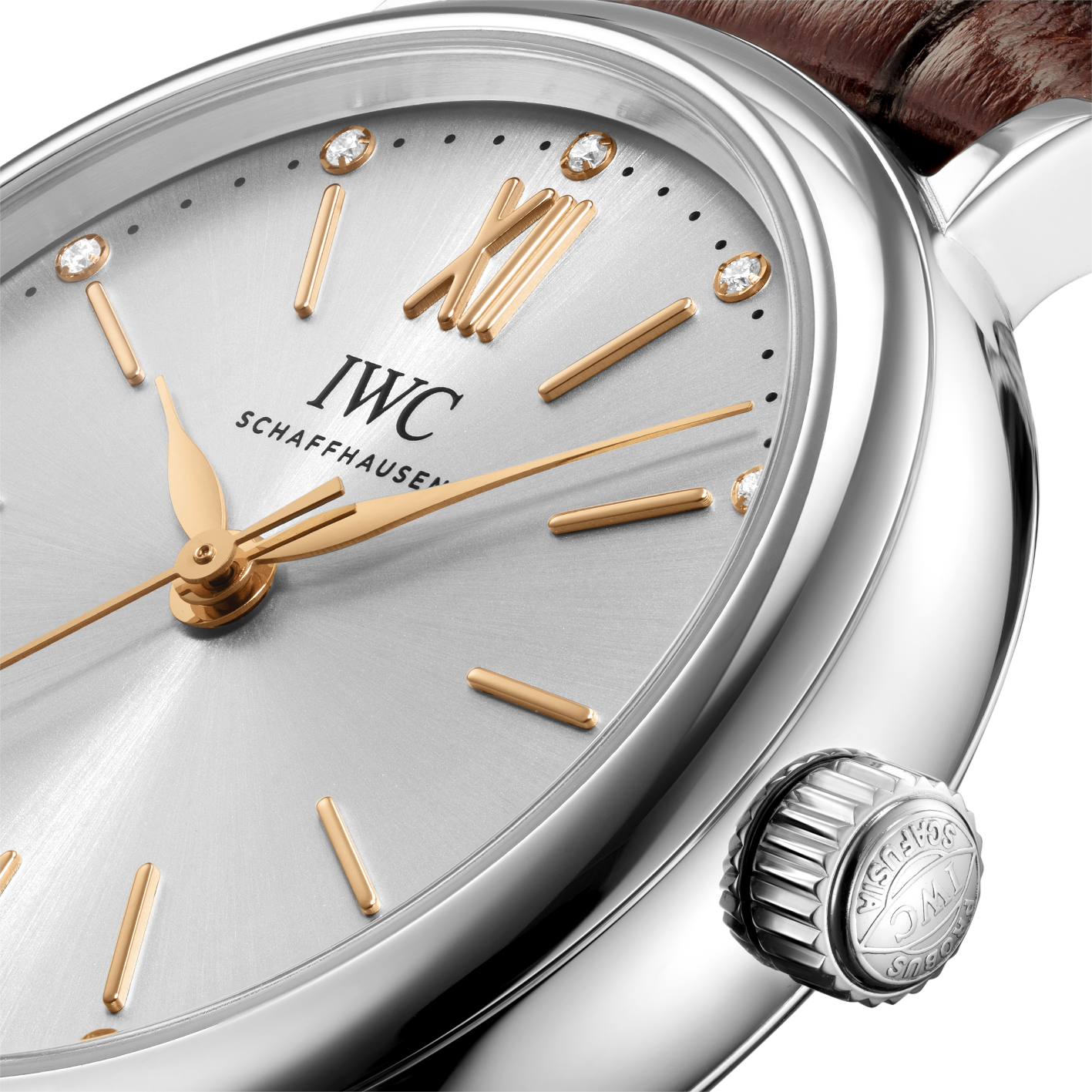 IWC Portofino Automatic Silver Dial Brown Leather Strap Watch for Women - IW357403