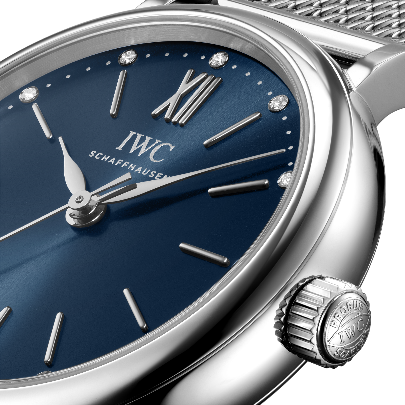 IWC Portofino Automatic Blue Dial Silver Mesh Bracelet Watch for Women - IW357404