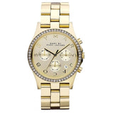 Marc Jacobs Henry Chronograph Gold Dial Gold Steel Strap Watch for Women - MBM3105