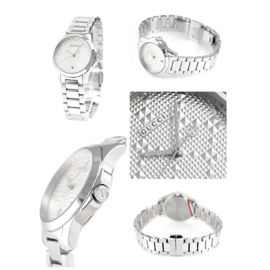 Gucci G Timeless Quartz Silver Dial Silver Steel Strap Watch For Women - YA126551