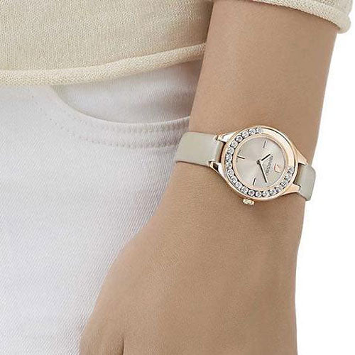 Swarovski Lovely Crystals Mini Grey Dial Grey Leather Strap Watch for Women - 5261481
