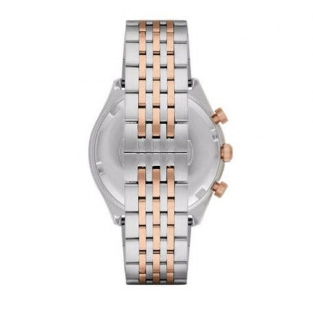 Emporio Armani Zeta Chronograph Quartz White Dial Two Tone Steel Strap Watch For Men - AR1998