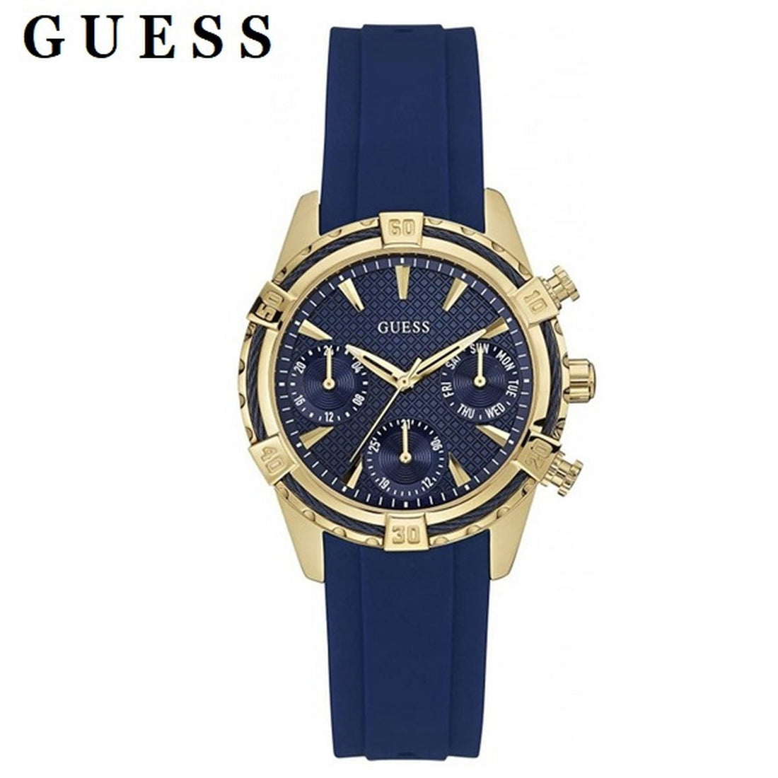 Guess Catalina Blue Gold Tone Blue Silicone Strap Watch For Women - W0562L2