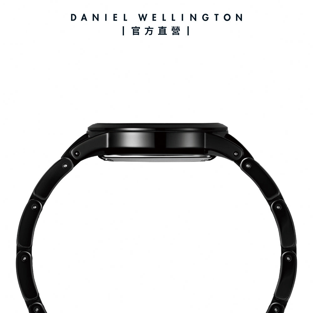 Daniel Wellington Iconic Link Ceramic Black Dial Black Steel Strap Watch For Women - DW00100414