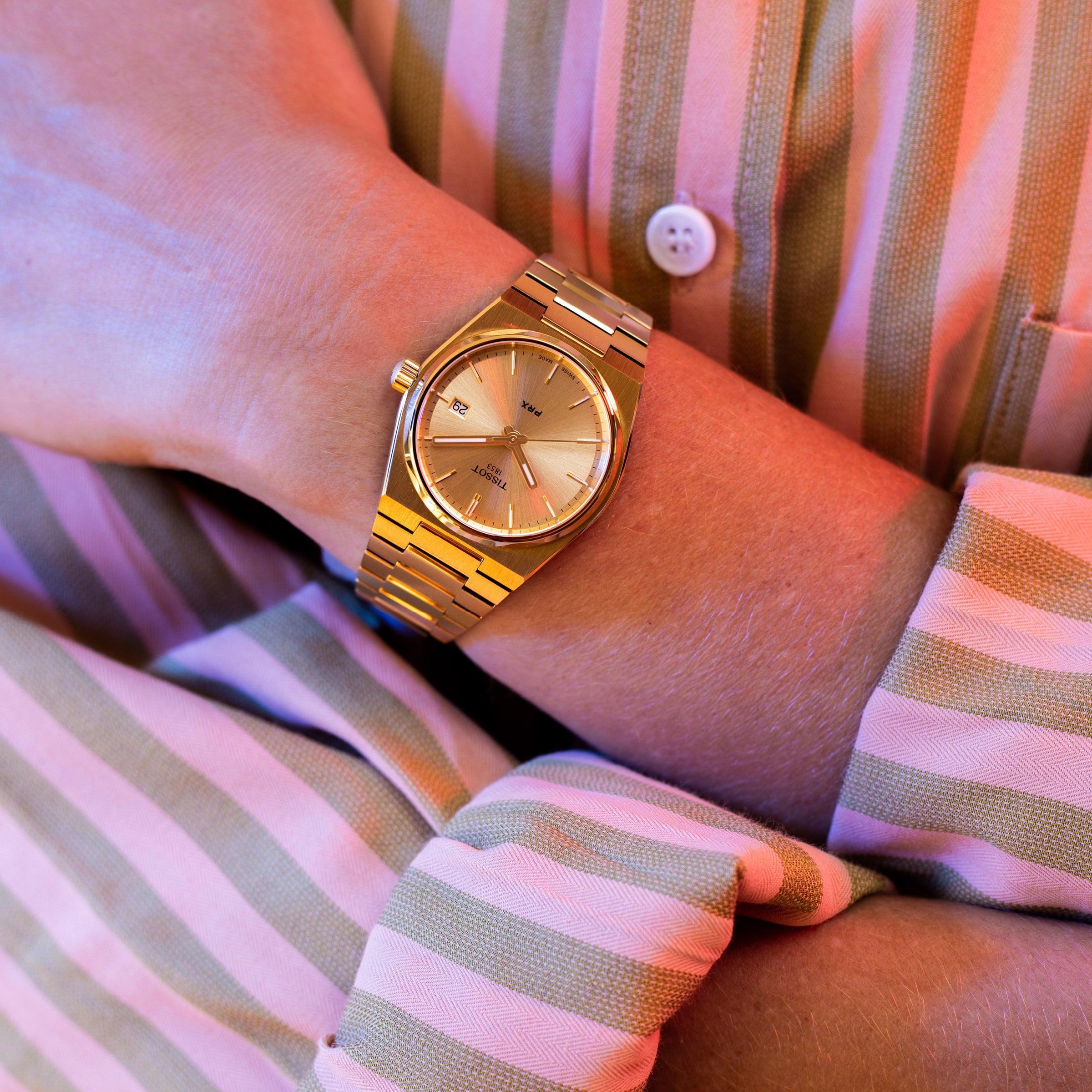 Tissot PRX Gold Dial Gold Steel Strap Watch for Men - T137.210.33.021.00