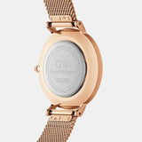 Daniel Wellington Petite Melrose Black Dial Rose Gold Mesh Strap Watch For Women - DW00100303