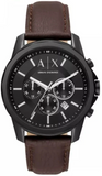 Armani Exchange Outerbanks Chronograph Black Dial Brown Leather Strap Watch For Men - AX1732