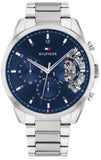 Tommy Hilfiger Baker Quartz Blue Dial Silver Steel Strap Watch For Men - 1710448