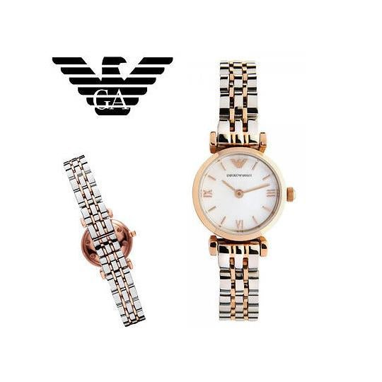 Emporio Armani Mother of Pearl Dial Two Tone Steel Strap Watch For Women - AR1689