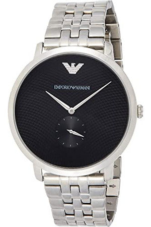 Emporio Armani Classic Quartz Black Dial Silver Steel Strap Watch For Men - AR11161