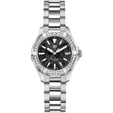 Tag Heuer Aquaracer Quartz Diamonds Black Dial Silver Steel Strap Watch for Women - WAY131P.BA0748