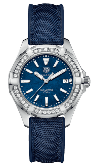 Tag Heuer Aquaracer Quartz Diamonds Blue Dial Blue Nylon Strap Watch for Women - WAY131N.FT6091