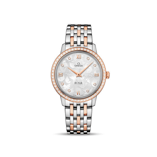 Omega De Ville Prestige Quartz Diamonds Silver Dial Two Tone Steel Strap Watch for Women - 424.25.27.60.52.001