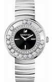 Swarovski Lovely Crystal Black Dial Silver Steel Strap Watch for Women - 1160305