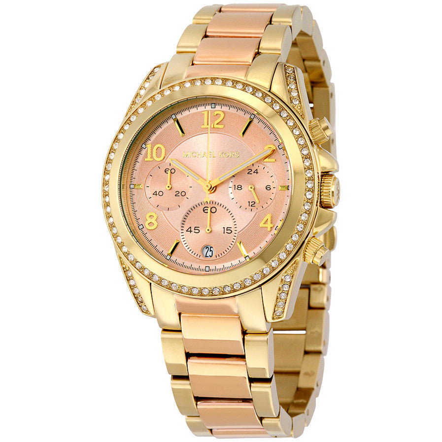 Michael Kors Blair Chronograph Rose Gold Dial Two Tone Steel Strap Watch for Women - MK6316