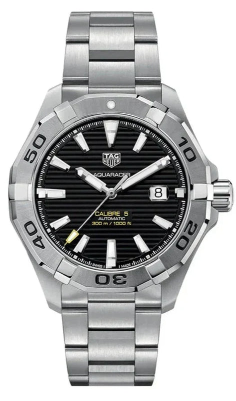 Tag Heuer Aquaracer Automatic Black Dial Silver Steel Strap Watch for Men - WAY2010.BA0927