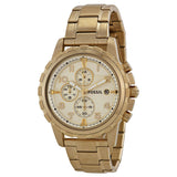 Fossil Dean Chronograph Champagne Dial Gold Steel Strap Watch for Men - FS4867