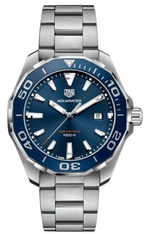Tag Heuer Aquaracer Blue Dial Silver Steel Strap Watch for Men - WAY101C.BA0746
