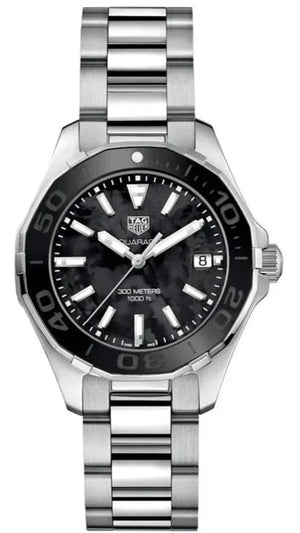 Tag Heuer Aquaracer Quartz Black Dial Silver Steel Strap Watch for Women - WAY131K.BA0748