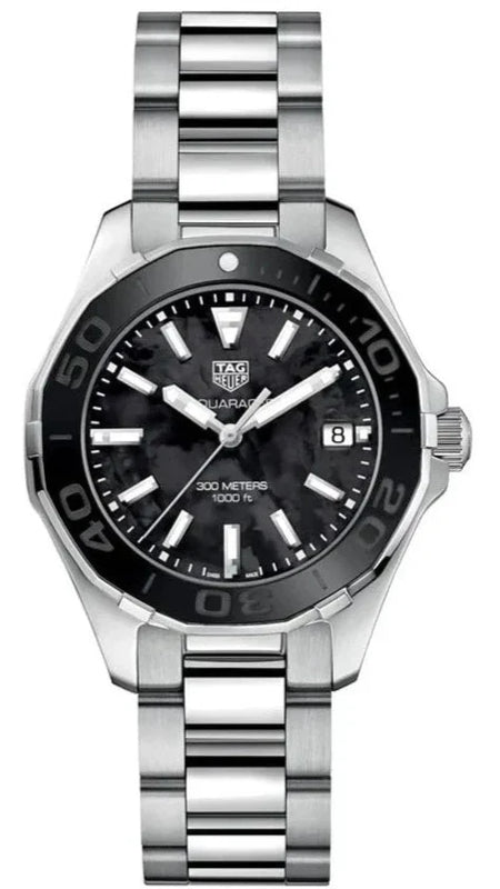 Tag Heuer Aquaracer Quartz Black Dial Silver Steel Strap Watch for Women - WAY131K.BA0748