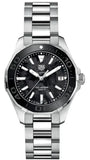 Tag Heuer Aquaracer Quartz Black Dial Silver Steel Strap Watch for Women - WAY131K.BA0748
