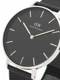 Daniel Wellington Petite Ashfield Black Dial Black Mesh Strap Watch For Women - DW00100308