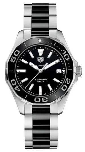 Tag Heuer Aquaracer Quartz Black Dial Two Tone Steel Strap Watch for Men - WAY131A.BA0913