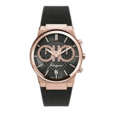 Salvatore Ferragamo Sapphire Chrono Black Dial Black Rubber Strap Watch for Men - SFME00721