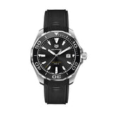 Tag Heuer Aquaracer Quartz Black Dial Black Rubber Strap Watch for Men - WAY101A.FT6141