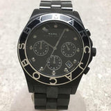 Marc Jacobs Blade Chronograph Black Dial Black Steel Strap Watch for Women - MBM3083