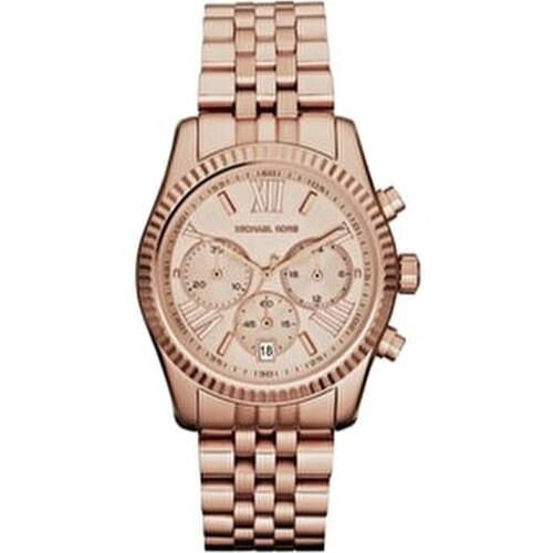 Michael Kors Lexington Rose Gold Dial Rose Gold Steel Strap Watch for Women - MK5569