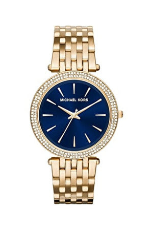 Michael Kors Darci Blue Dial Gold Steel Strap Watch for Women - MK3406