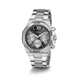 Guess Equity Analog Black Dial Silver Steel Strap Watch For Men - GW0703G1
