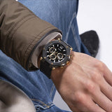 Guess Edge Chronograph Black Dial Black Leather Strap Watch For Men - GW0492G1