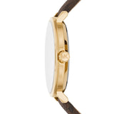 Michael Kors Addyson Three-Hand Silver Dial Brown Leather Strap Watch for Women - MK2945