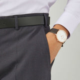 Emporio Armani Modern Slim Analog Silver Dial Brown Leather Strap Watch For Men - AR11163