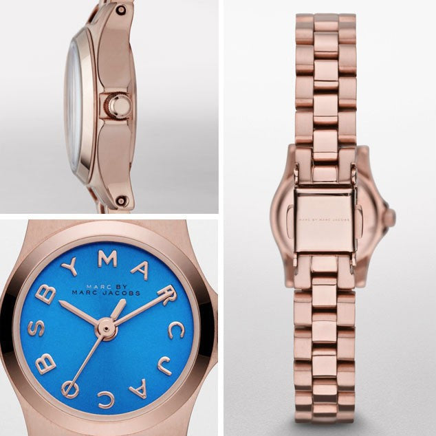 Marc Jacobs Henry Dinky Blue Dial Rose Gold Steel Strap Watch for Women - MBM3204