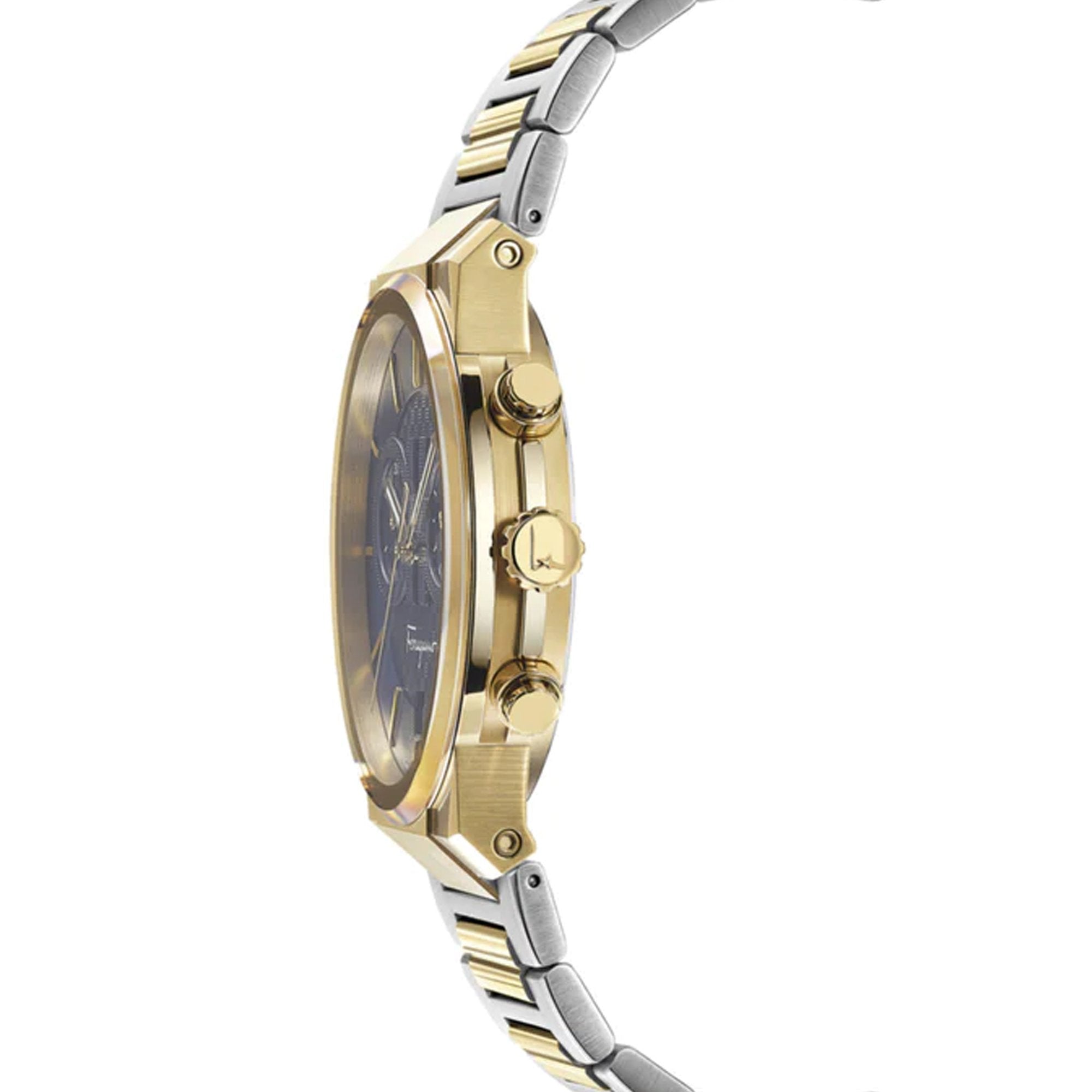 Salvatore Ferragamo Sapphire Chrono Blue Dial Two Tone Steel Strap Watch for Men - SFME00521