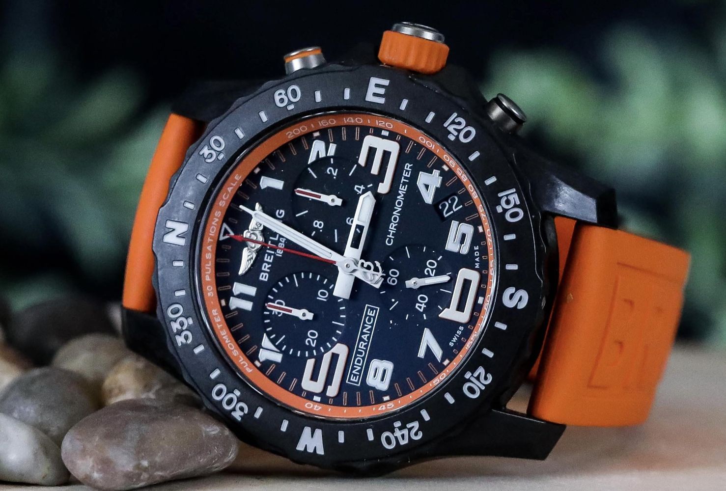 Breitling Endurance Pro Black Dial Orange Rubber Strap Watch for Men - X82310A51B1S1