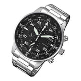 Citizen Eco Drive Chronograph Black Dial Silver Steel Strap Watch For Men - CA0690-88E
