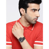 Fossil Goodwin Chrono Analog Black Dial Grey Steel Strap Watch for Men - FS5518