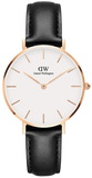 Daniel Wellington Petite Sheffield White Dial Black Leather Strap Watch For Women - DW00100174