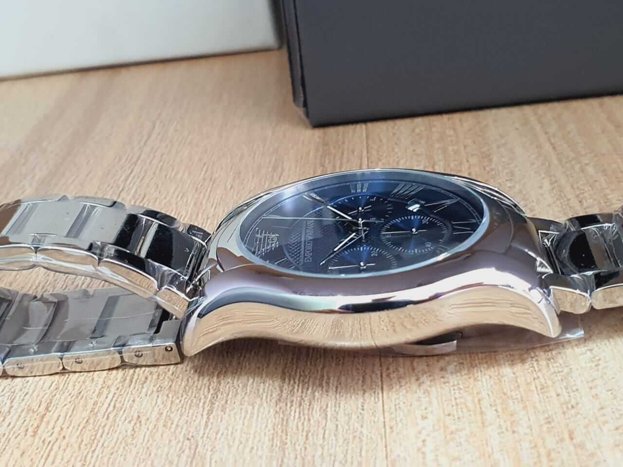 Emporio Armani Chronograph Quartz Blue Dial Silver Steel Strap Watch For Men - AR11082