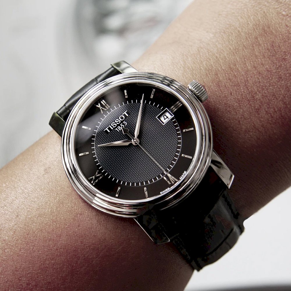 Tissot T Classic Bridgeport Black Dial Black Leather Strap Watch For Men - T097.410.16.058.00