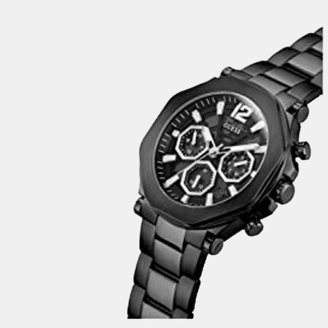 Guess Edge Chronograph Black Dial Black Steel Strap Watch For Men - GW0539G3
