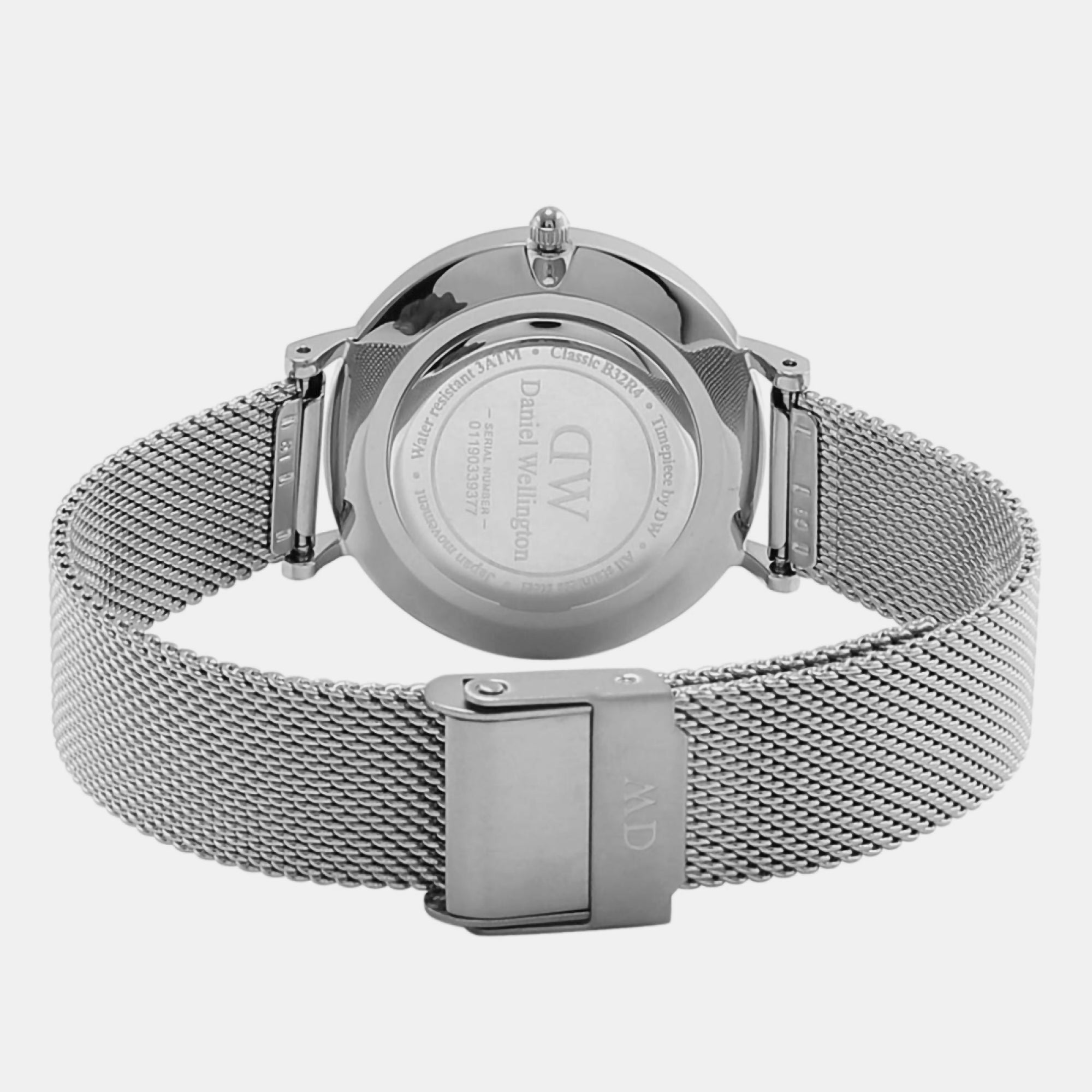Daniel Wellington Classic Petite Sterling Black Dial Silver Mesh Bracelet Watch For Women - DW00100162