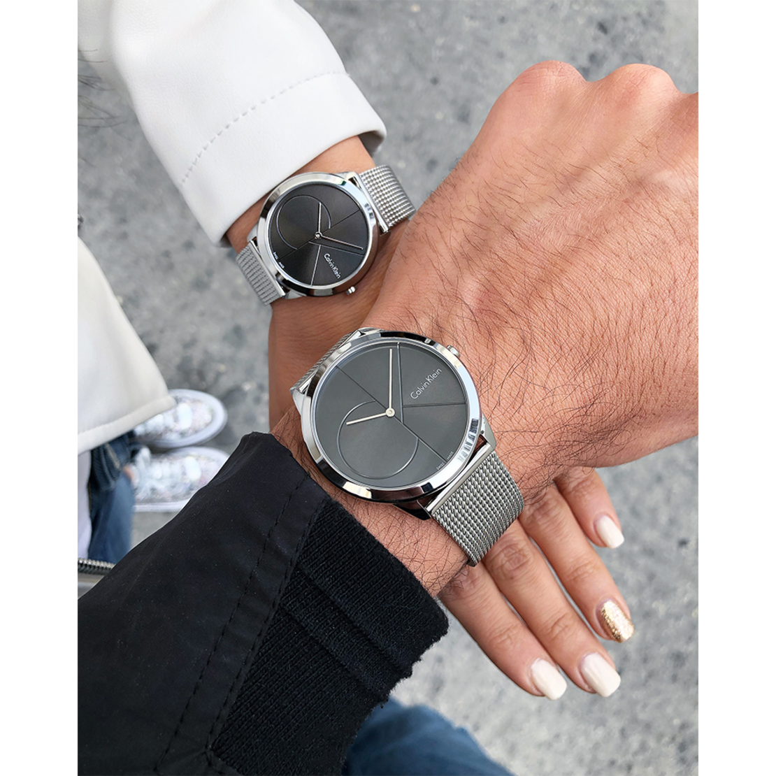 Calvin Klein Minimal Black Dial Silver Mesh Bracelet Watch for Women - K3M22123