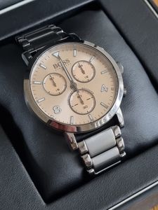 Hugo Boss Spirit Chronograph Grey Dial Grey Steel Strap Watch for Men - 1513695